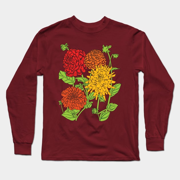 Dahlia Daydreams Long Sleeve T-Shirt by ColoringWithKristine